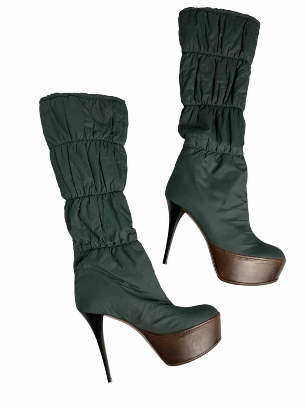 MARNI High Heel Platform Boot Quilted Puffer Leather lined stiletto tall boots 7